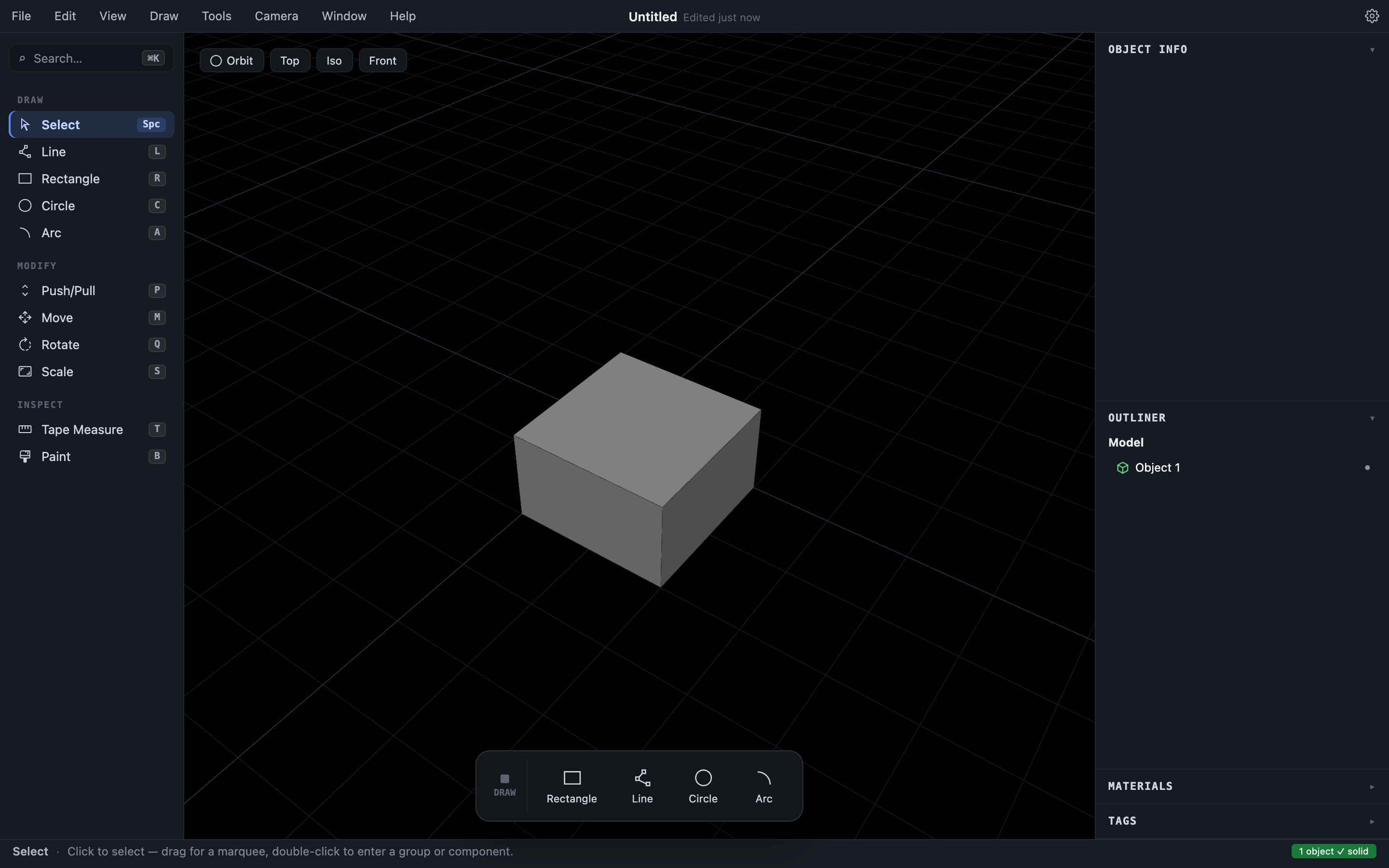 A sketch region extruded into a box